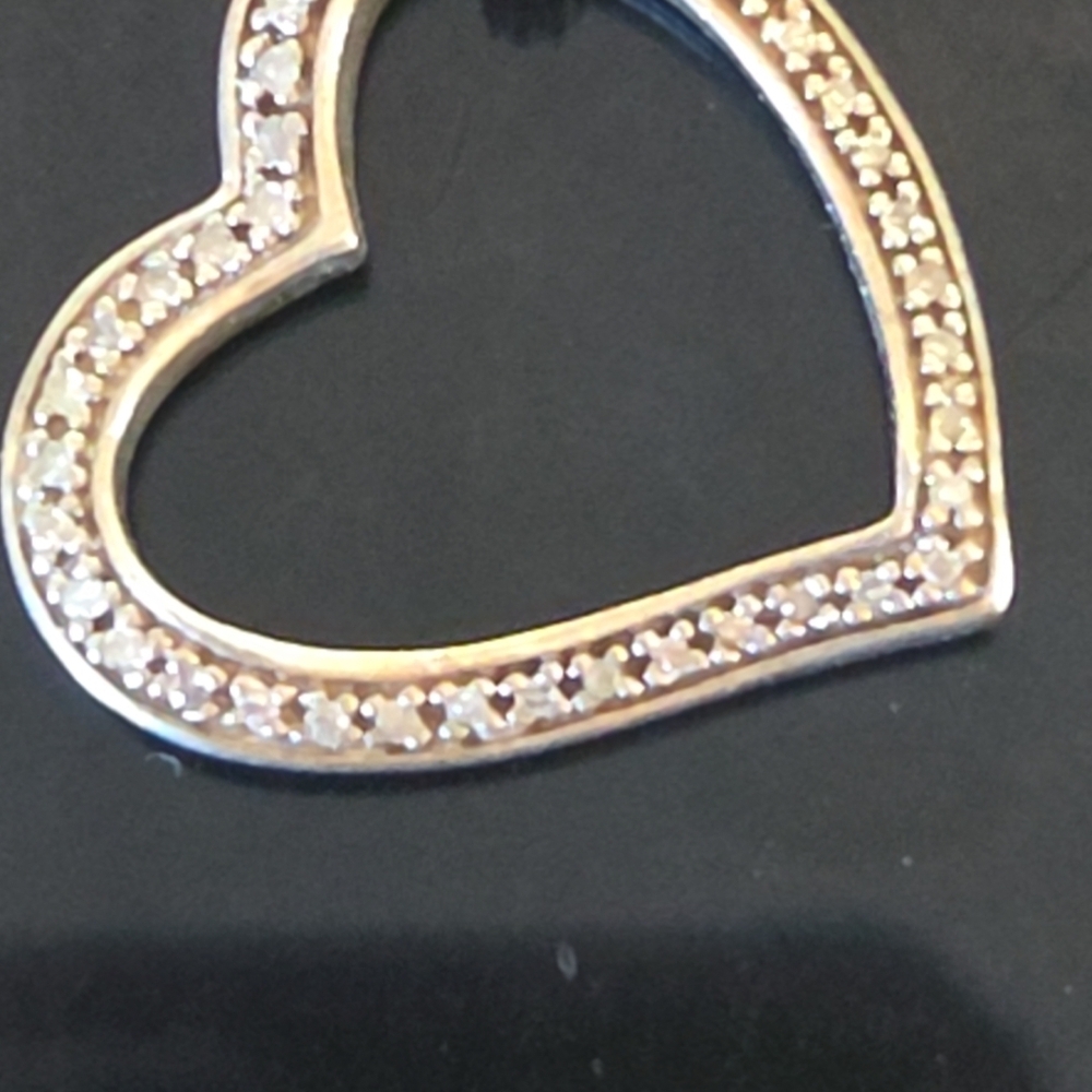 Elegant Silver & Diamond Heart Pendant